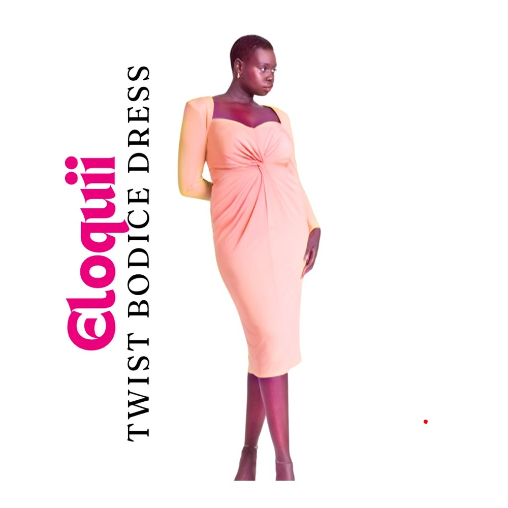 Eloquii Women's Coral Twist Bodice Dress